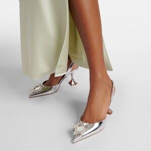 AMINA MUADDI Begum 70 mirrored leather slingback pumps
